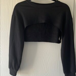 SHEIN Black Boxy Crop Long Sleeve Sweatshirt